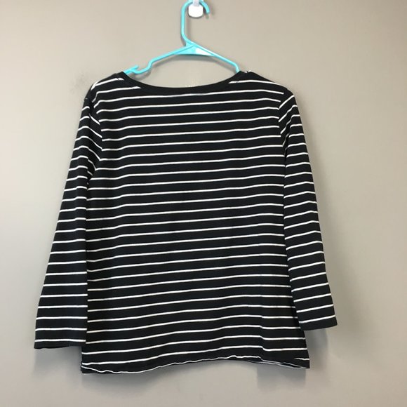 Joe Fresh Black White Striped Scoop Neck Top - Picture 7 of 8